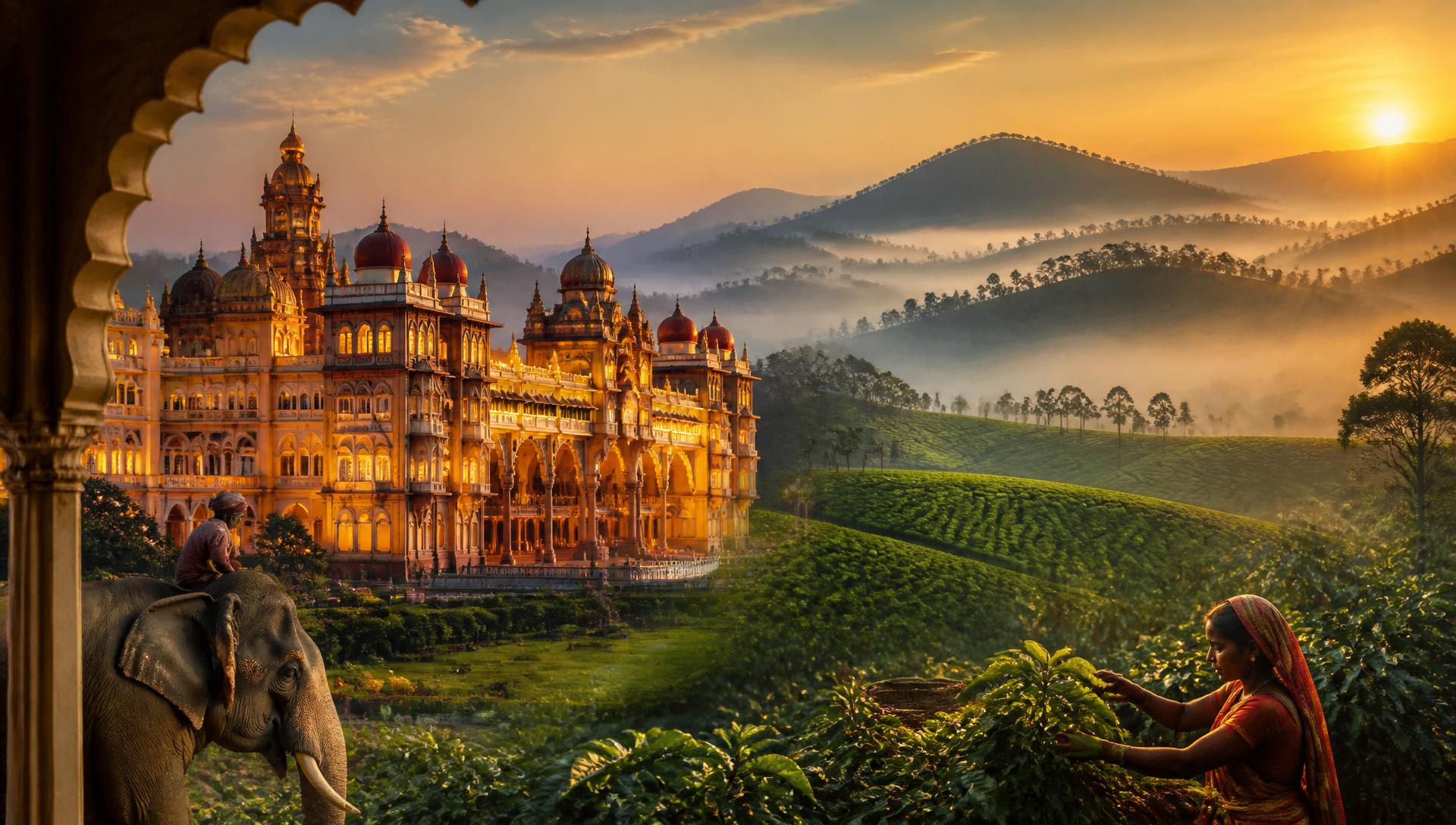 Mysore palace, Nilgiri hills and Coorg coffee plantations