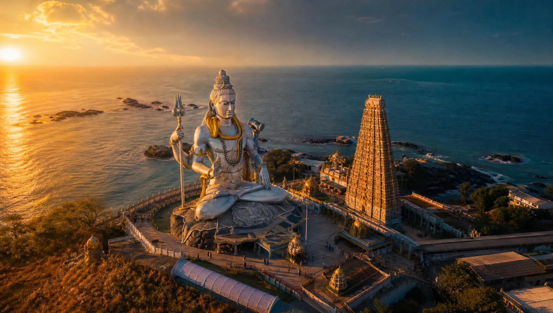 Murudeshwara Scuba Diving — Temple shores and turquoise underwater worlds.